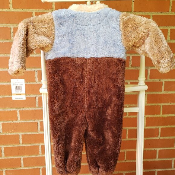 BNWT LUCKY BRAND fuzzy faux fur cozy colorblock onesie (12M) - Picture 5 of 5